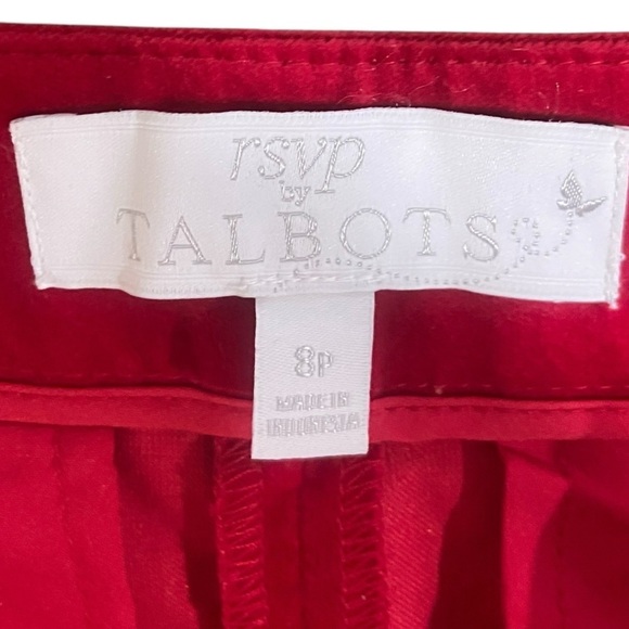 RSVP by Talbots red velveteen mid rise pants ruffle cuff detail pockets size 8p - Picture 7 of 7